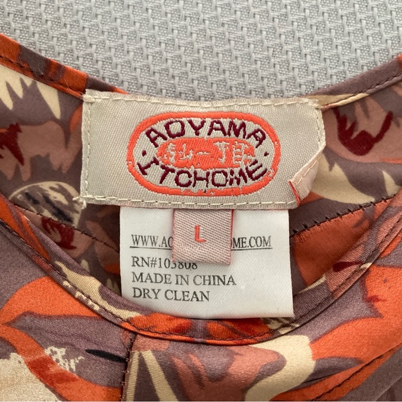 Aoyama Itchome Silk Multicolor Floral Print Midi Dress Size Large - Picture 3 of 7